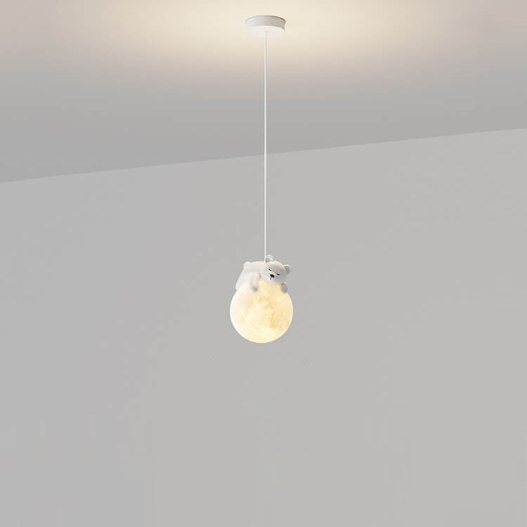 Moderne einfache Harz Bär Kaninchen dekorative Eisen 1-Licht Pendelleuchte 