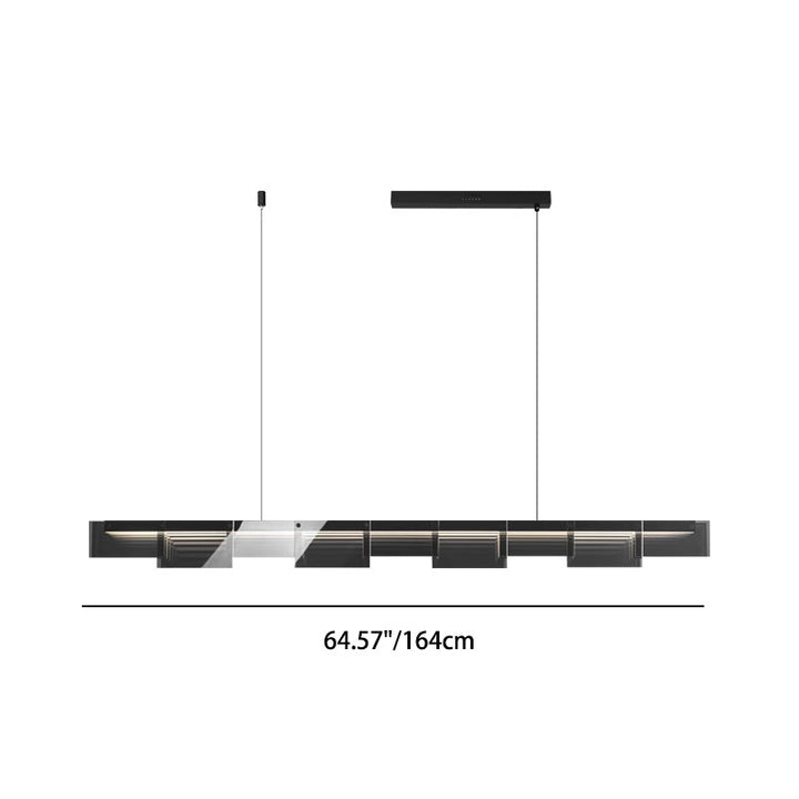 Lustre à LED moderne minimaliste en verre long et cuivre pour salon 