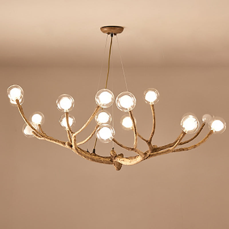 Contemporary Creative Ball-in-Ball Tree Branch Hardware Glass 8/12/16/20-Light Chandelier For Living Room