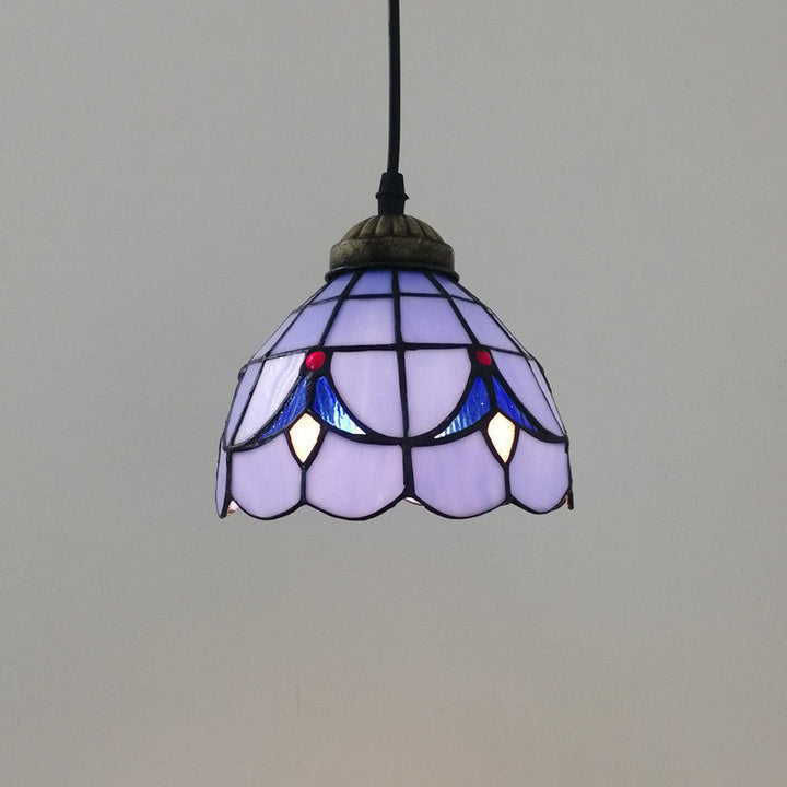 Traditionelle Tiffany Halbrunde Glas 1-Licht Pendelleuchte für Schlafzimmer 