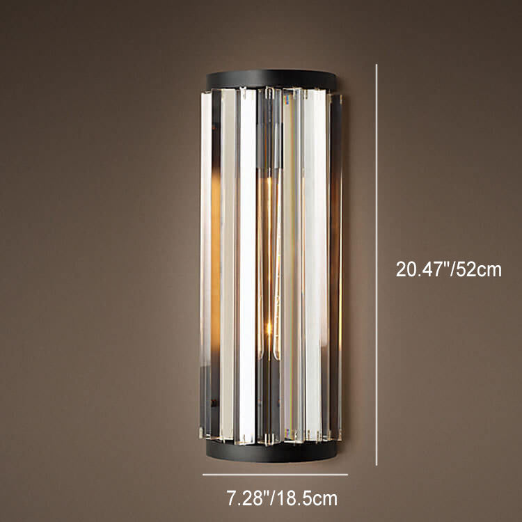 Vintage Minimalist Half-Cylinder Crystal 1-Light Wall Sconce Lamp