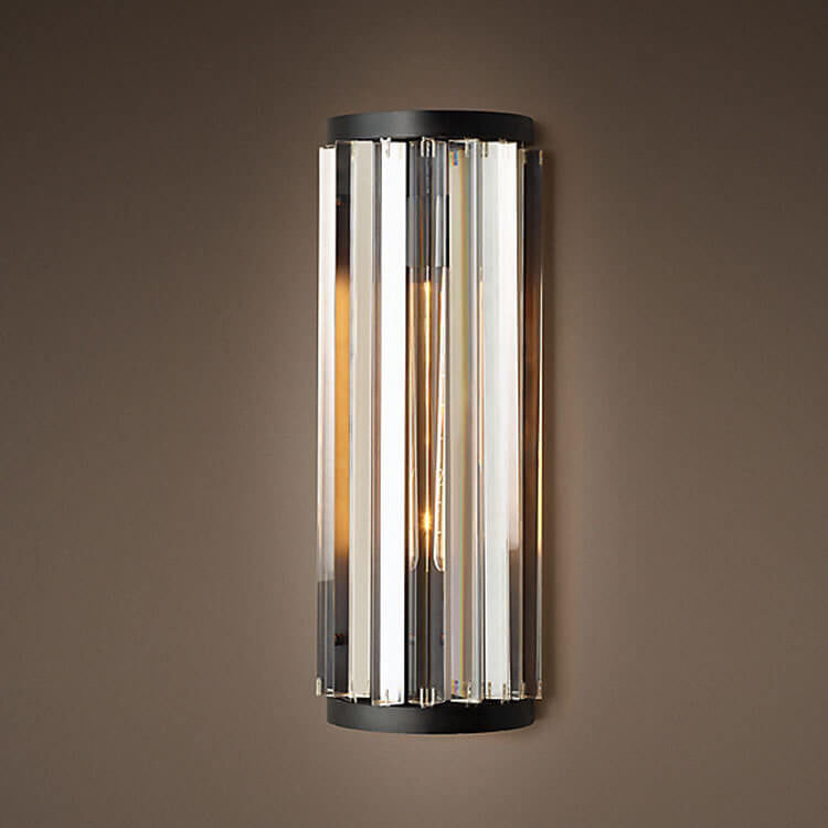 Vintage Minimalist Half-Cylinder Crystal 1-Light Wall Sconce Lamp