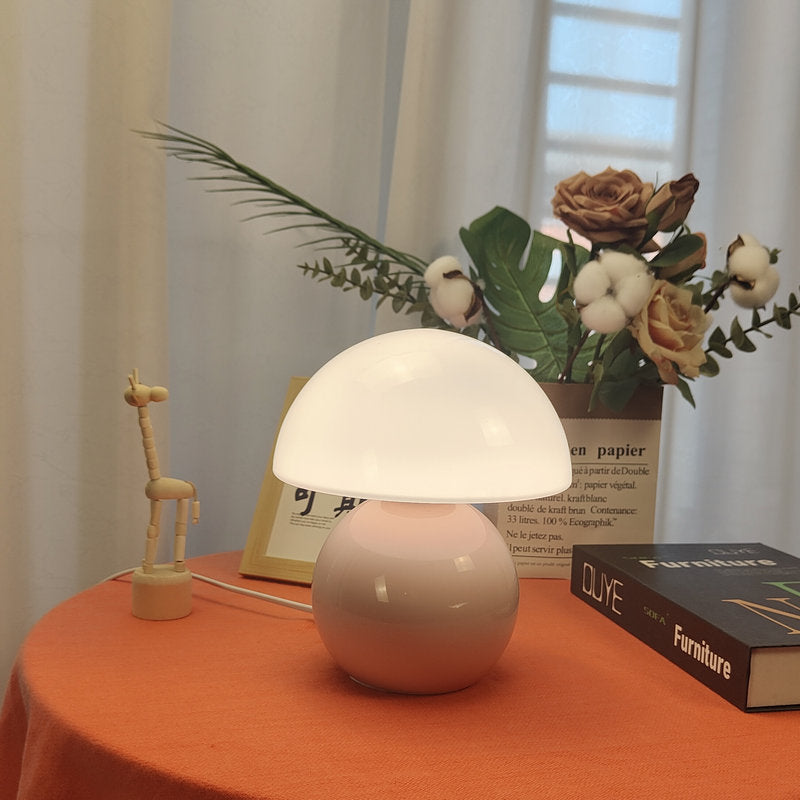 Contemporary Creative Mushroom Orb Ceramic 1-Light Table Lamp For Bedroom