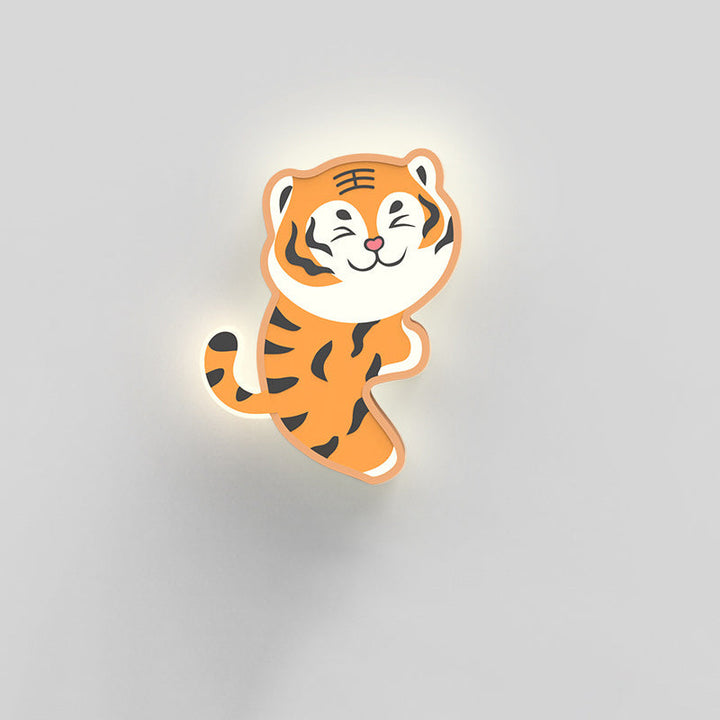 Applique murale LED en fer avec design acrylique de lapin et tigre nordique contemporain pour salon 