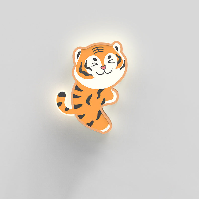 Applique murale LED en fer avec design acrylique de lapin et tigre nordique contemporain pour salon 