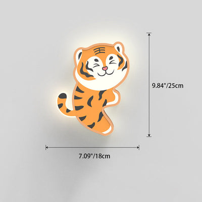 Applique murale LED en fer avec design acrylique de lapin et tigre nordique contemporain pour salon 