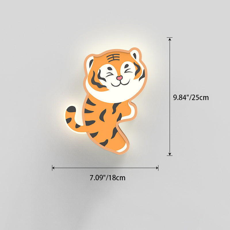 Applique murale LED en fer avec design acrylique de lapin et tigre nordique contemporain pour salon 