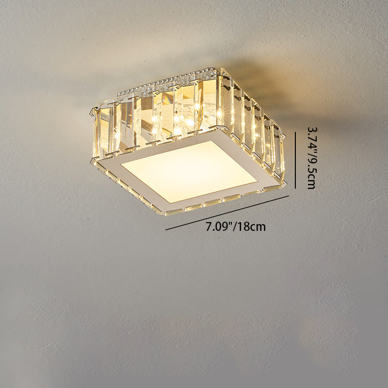 Lumière de plafond LED encastrée moderne en acier inoxydable de luxe avec abat-jour en acrylique prisme rayonnant pour salon 