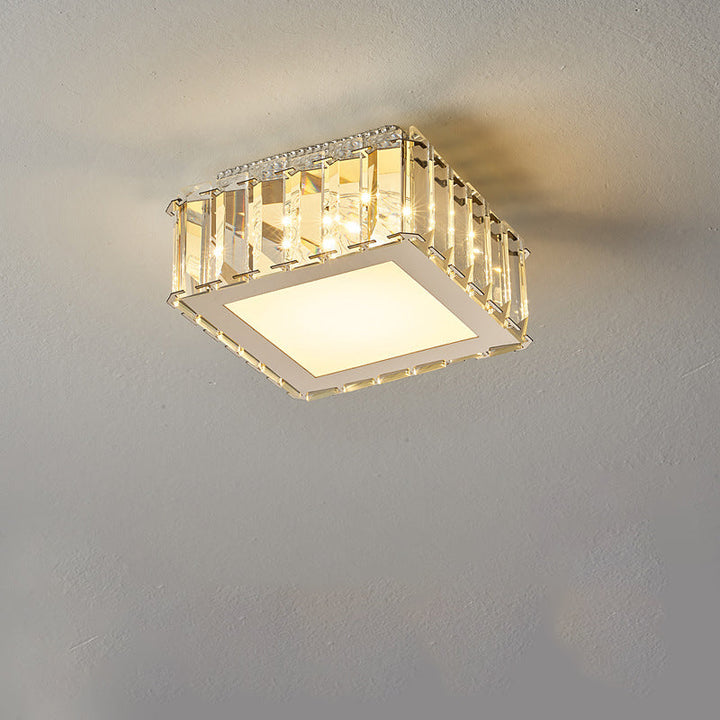 Lumière de plafond LED encastrée moderne en acier inoxydable de luxe avec abat-jour en acrylique prisme rayonnant pour salon 