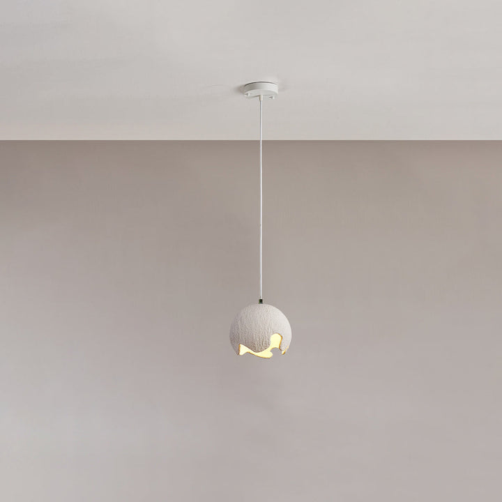 Diseño de cáscara de huevo agrietada de resina de hierro japonés tradicional lámpara colgante de 1 luz para comedor 
