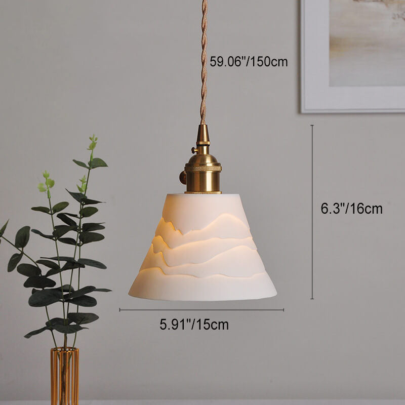 Japanese Style Creative Ceramic Mural Horn 1-Light Pendant Light