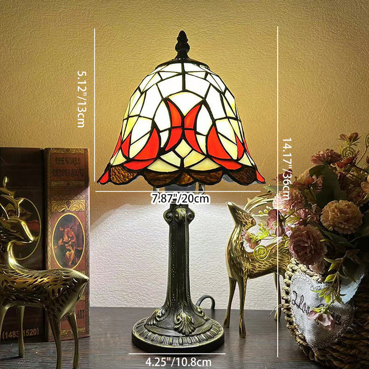 Lampe de table 1 lumière en verre de fer avec dôme Tiffany traditionnel pour étude 