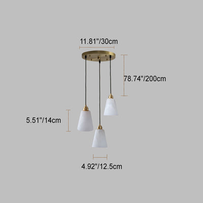 Modern Light Luxury Minimal White Copper Marble 1/3-Light Island Light Chandelier