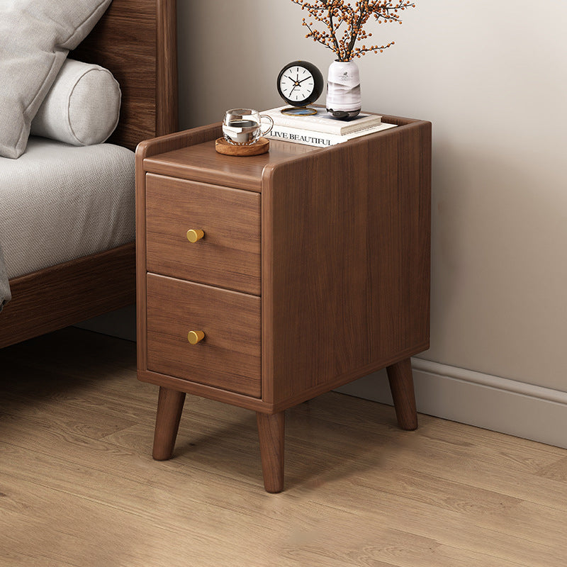 Table de nuit rectangulaire en bois de densité traditionnelle chinoise à 2 tiroirs pour chambre 