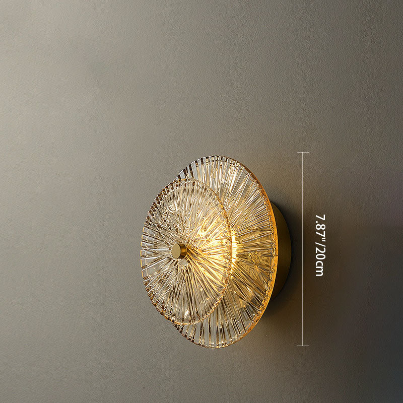 Lámpara de Aplique de Pared LED de Vidrio Redondo Minimalista Moderna de Cobre para Sala de Estar 
