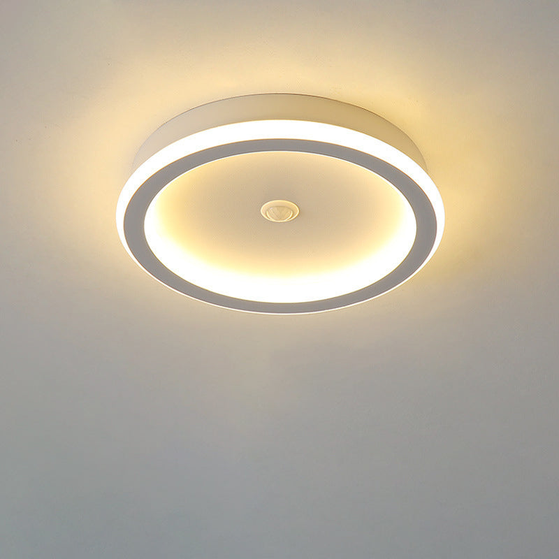 Modern Minimalist Inductively Round Rhombus Iron Aluminum PVC LED Flush Mount Ceiling Light For Living Room
