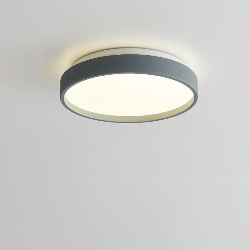 Modern Minimalist Round Solid Color Acrylic Iron LED Flush Mount Ceiling Light For Living Room &amp; Bedroom