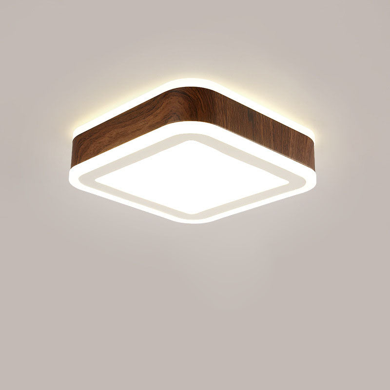 Moderne minimalistische runde quadratische Holzmaserung Hardware Acryl LED Unterputz Deckenleuchte für Wohnzimmer 