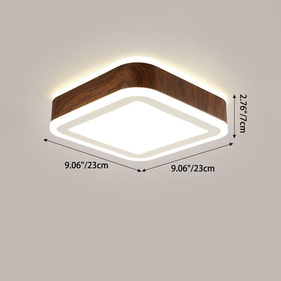 Moderne minimalistische runde quadratische Holzmaserung Hardware Acryl LED Unterputz Deckenleuchte für Wohnzimmer 