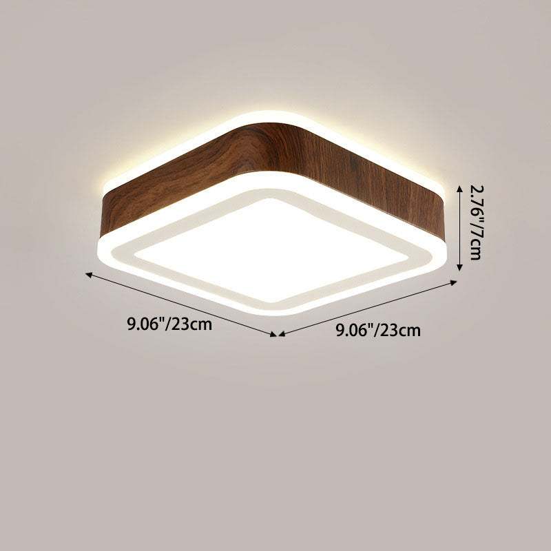 Moderne minimalistische runde quadratische Holzmaserung Hardware Acryl LED Unterputz Deckenleuchte für Wohnzimmer 