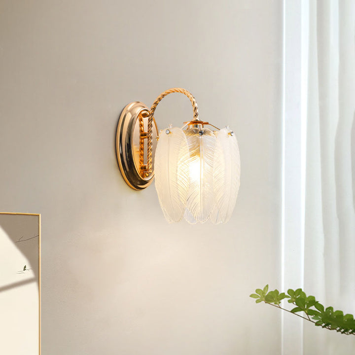 Französische kreative Cremefederzylinder-Glaseisen-1-Licht-Wandleuchte 