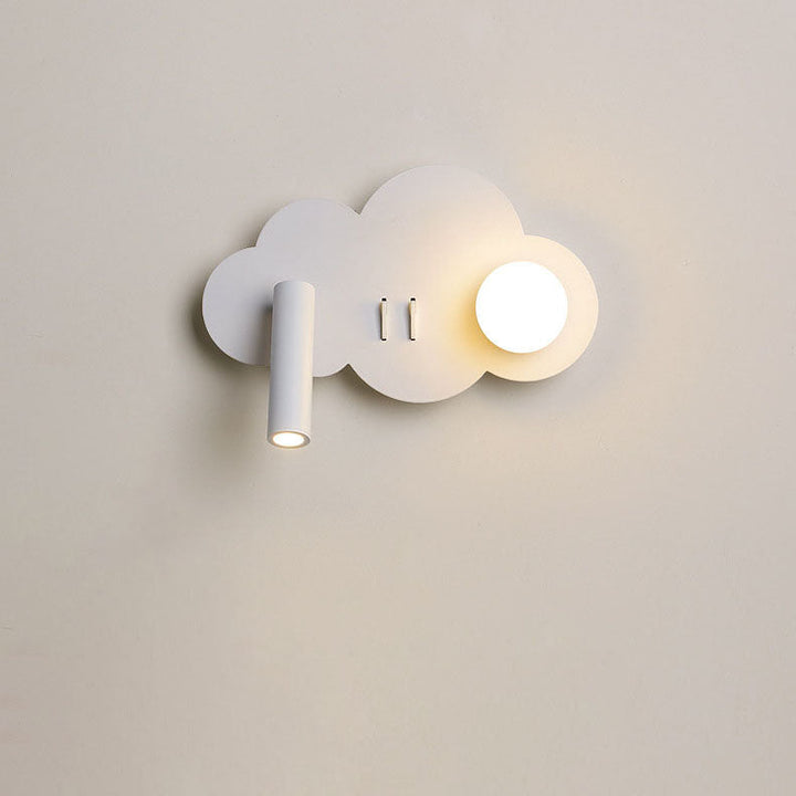 Lámpara de Aplique de Pared con Foco Giratorio LED de Forma de Nube de Acrílico y Aluminio de Simplicidad Contemporánea para Dormitorio 