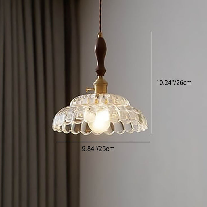 Moderne französische minimalistische Glasblumenform 1-Licht Pendelleuchte 