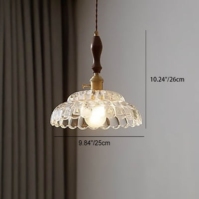 Modern French Minimalist Glass Flower Shape 1-Light Pendant Light