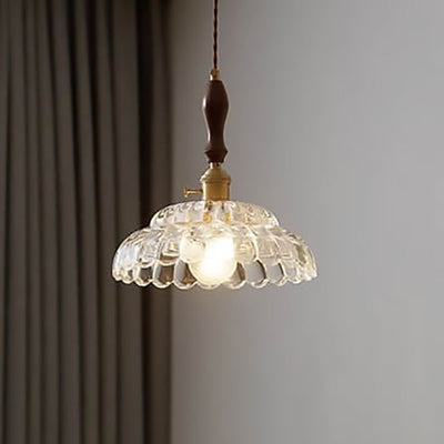 Modern French Minimalist Glass Flower Shape 1-Light Pendant Light