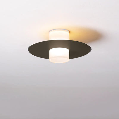 Modern Minimalist Cylindrical Disc Iron Acrylic LED Semi-Flush Mount Ceiling Light