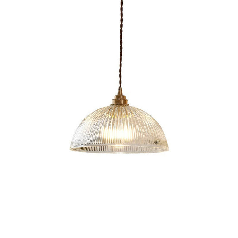 Modern Minimalist Clear Brass Glass Dome Pot Lid 1-Light Pendant Light