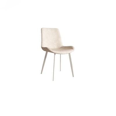Chaise de salle à manger contemporaine en cuir scandinave en acier au carbone avec dossier carré incurvé en éponge pour salle à manger 