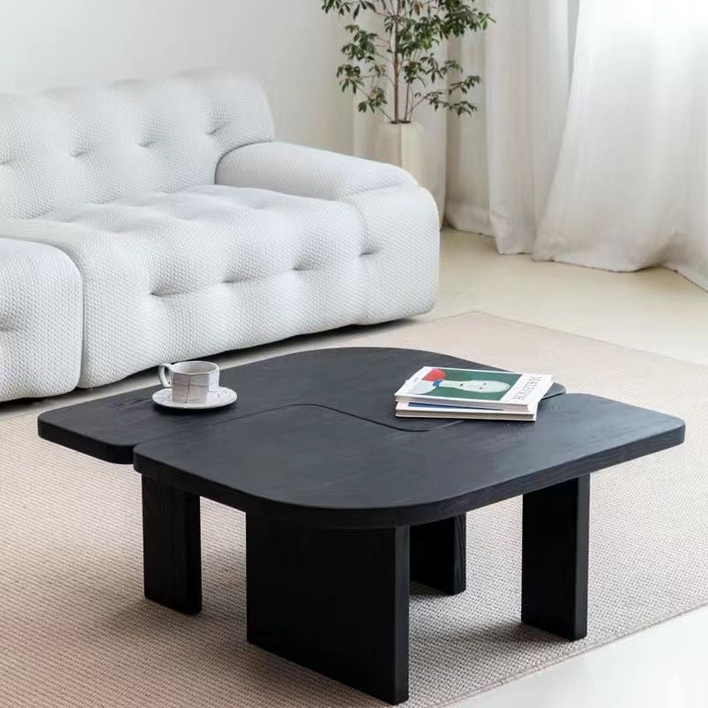 Mesa Auxiliar Rectangular Tradicional Japonesa de Pino de 1 Nivel para Sala de Estar 