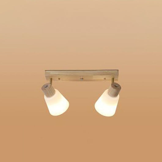 Traditional Vintage Rubberwood Glass Trumpet Shade 1/2/3/4-Light Semi-Flush Mount Ceiling Light For Living Room