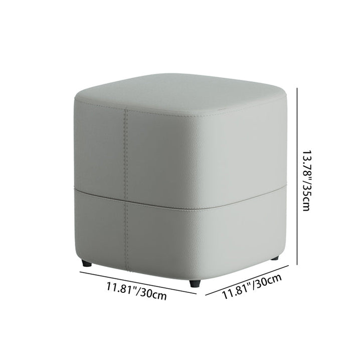 Moderner minimalistischer quadratischer Hocker aus Mikrofaserleder und Massivholz, rücken- und armlehnenlos, für das Wohnzimmer 