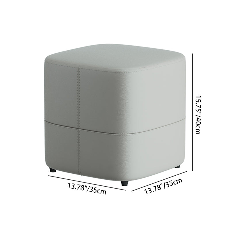 Moderner minimalistischer quadratischer Hocker aus Mikrofaserleder und Massivholz, rücken- und armlehnenlos, für das Wohnzimmer 