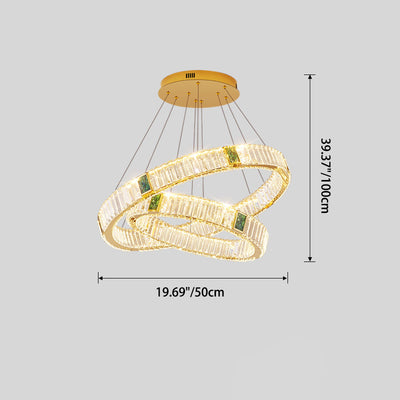 Lustre LED en cristal moderne de luxe rond en cristal titane en acier inoxydable pour salon 