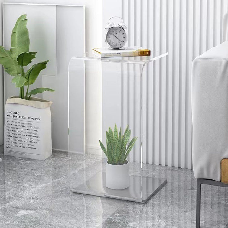 Zeitgenössischer skandinavischer quadratischer Acryl-Beistelltisch 1-stufig für das Wohnzimmer 