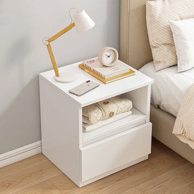Table de nuit rectangulaire minimaliste moderne avec panneau de densité 1 tiroir pour chambre 