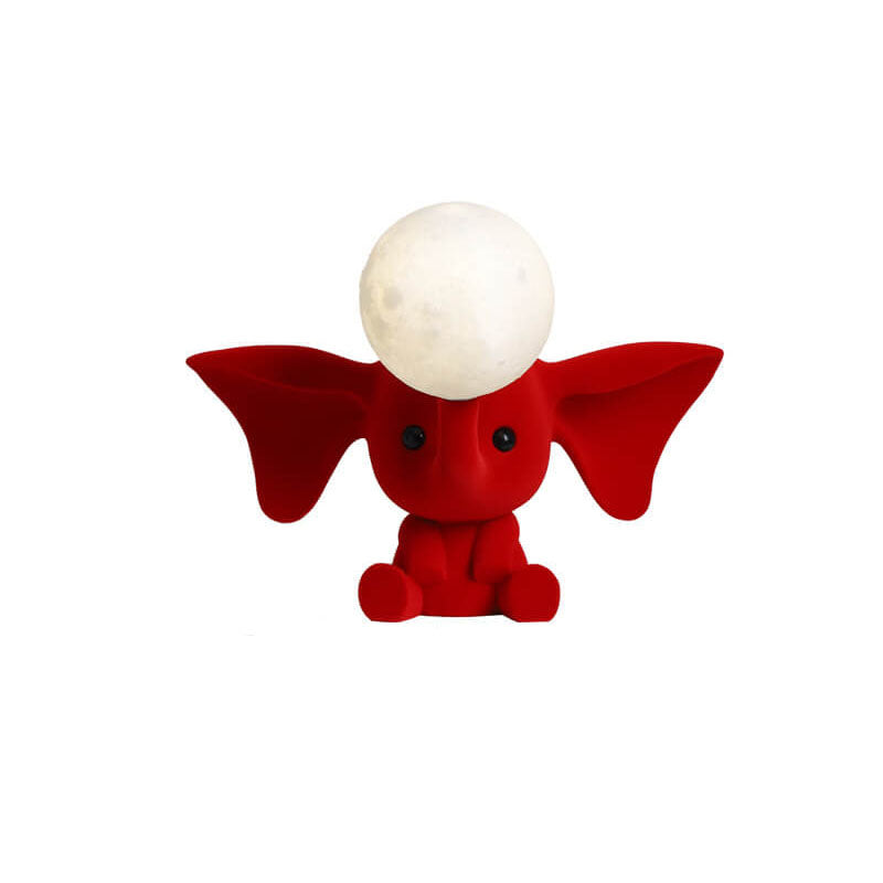Lámpara de Mesa de 1 Luz de Resina con Elefante Creativo de Dibujos Animados y Luna 