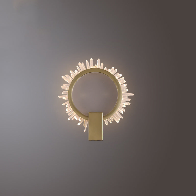 Applique murale LED design tournesol en cristal inoxydable de luxe contemporain pour salon 