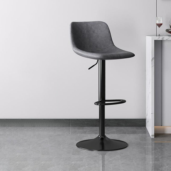 Zeitgenössischer luxuriöser gebogener Kunstleder höhenverstellbarer drehbarer Barhocker mit Rückenlehne und Fußstütze für Esszimmer 