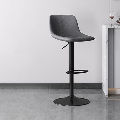Zeitgenössischer Luxus geschwungener Leder höhenverstellbarer Drehbarhocker mit Rückenlehne und Fußstütze für Esszimmer 