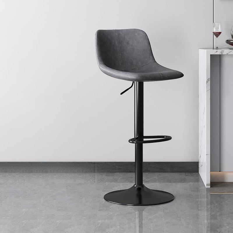 Zeitgenössischer Luxus geschwungener Leder höhenverstellbarer Drehbarhocker mit Rückenlehne und Fußstütze für Esszimmer 
