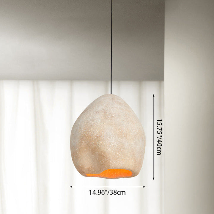 Lámpara colgante de 1 luz de imitación de piedra irregular japonesa tradicional para sala de estar 