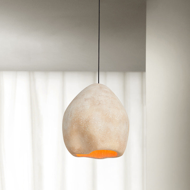 Lámpara colgante de 1 luz de imitación de piedra irregular japonesa tradicional para sala de estar 