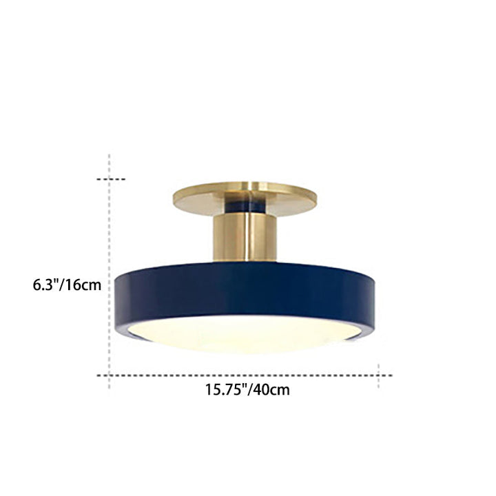 Plafonnier LED semi-encastré rond en métal acrylique scandinave contemporain pour couloir 