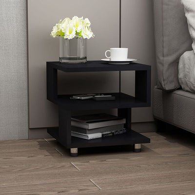 Table d'appoint contemporaine avec plateau carré en cube à 3 niveaux pour chevet 