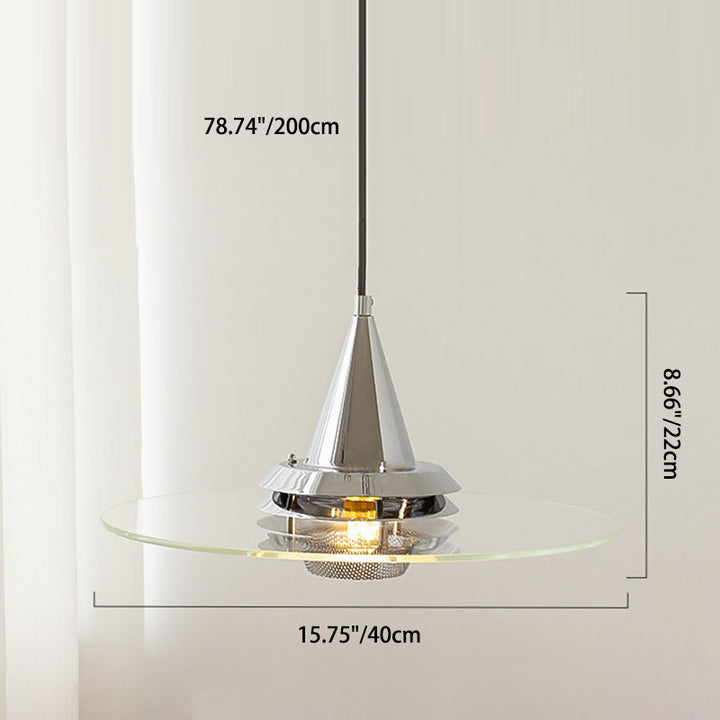 Lámpara colgante de vidrio de hierro cónico escandinavo contemporáneo de 1 luz para dormitorio 