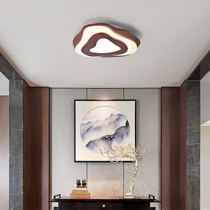 Luz de techo LED de montaje empotrado con diseño ondulado de grano de madera Zen chino tradicional para sala de estar 